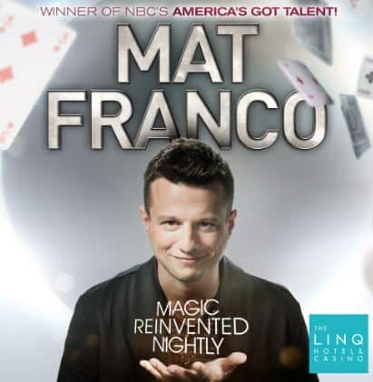 The poster showcases Matt Franco's captivating and innovative Las Vegas magic show, "Magic Reinvented Nightly.